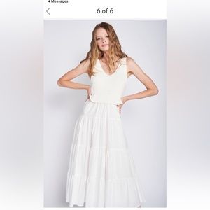 En Saison Mixed Media Tiered MIDI Dress-Med-NWT